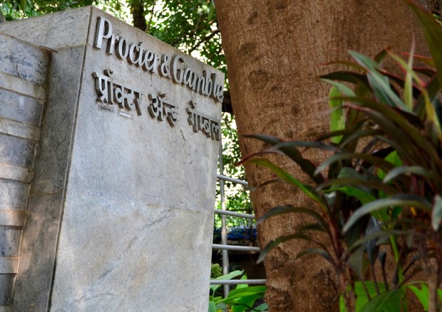 Just before entering the office premises.