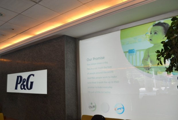 Just after entering the office.