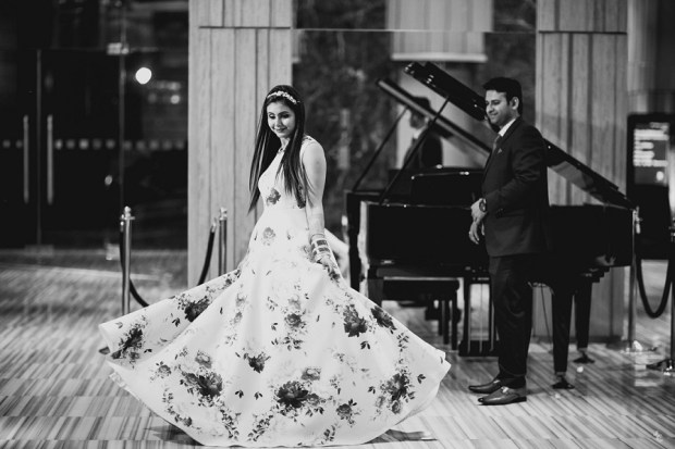 indian fashion blogger himanshi mukhija kintyish wedding gown reception outfit tiara princess gown_6